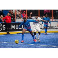 Kansas City Comets defender Alain Matingou vs. the Harrisburg Heat