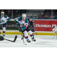 Kelowna Rockets defenceman Schael Higson vs. the Kamloops Blazers