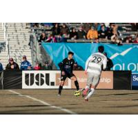 Sacramento Republic FC forward Stefano Bonomo (right) against the Colorado Springs Switchbacks