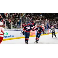 Bode Wilde and the Saginaw Spirit celebrate a goal