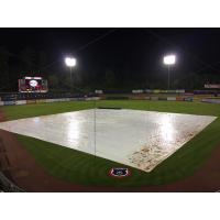 The tarp on Smokies Stadium, home of the Tennessee Smokies