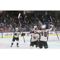 The Vancouver Giants celebrate Yannik Valenti's goal