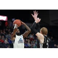 Halifax Hurricanes SG Terry Thomas takes a shot over the Moncton Magic