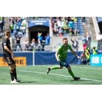 Jordan Morris of Seattle Sounders FC drew immediate blood with his goal within the first minute of play