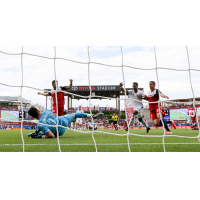Danny Hoesen of the San Jose Earthquakes eyes the goal