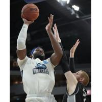 Halifax Hurricanes center Rhamel Brown shoots against the Moncton Magic