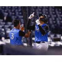 Oswaldo Cabrera and Dermis Garcia of the Tampa Tarpons