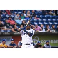 Pensacola Blue Wahoos third baseman Miguel Sano awaits a pitch
