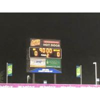 The scoreboard shows the result of North Carolina Courage's draw vs. Sky Blue FC