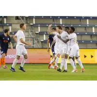 Louisville City FC celebrates a goal against the Swope Park Rangers