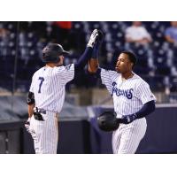 Pablo Olivares and Steven Sensley of the Tampa Tarpons