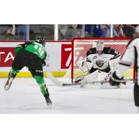 Vancouver Giants goaltender David Tendeck faces the Prince Albert Raiders