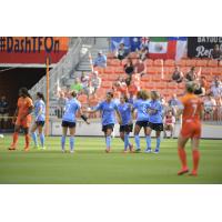 Chicago Red Stars celebrate a Sam Kerr Goal against the Houston Dash