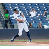 Giancarlo Stanton takes a big swing for the Tampa Tarpons