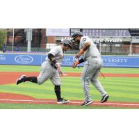 Ramon Cabrera and Hector Sanchez of the Long Island Ducks