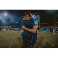 Omar Salgado of the El Paso Locomotive is congratulated