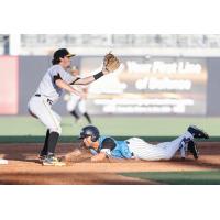 Tyler Hill of the Tampa Tarpons slides safely into second