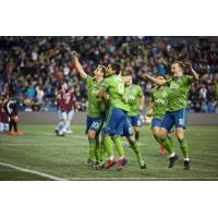 Seattle Sounders FC celebrates a goal