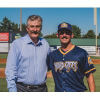 Rollie Fingers with Carolina Mudcats reliever JT Hintzen