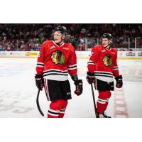Johnny Ludvig (left) and Reece Newkirk of the Portland Winterhawks