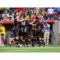 Las Vegas Lights FC celebrates against El Paso Locomotive FC