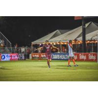 Sacramento Republic FC  forward Stefano Bonomo celebrates a goal vs. Tulsa Roughnecks FC