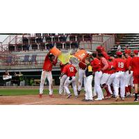 Burlington Bees give Justin Jones a Gatorade shower