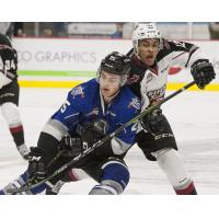 Vancouver Giants forward Justin Sourdif (right)