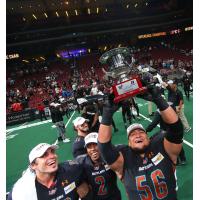 Arizona Rattlers hoist the Intense Conference Championship trophy after beating the Nebraska Danger