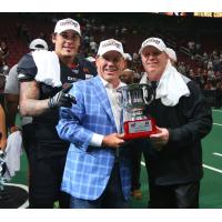 Arizona Rattlers pose with the Intense Conference Championship trophy after beating the Nebraska Danger