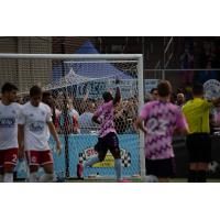 Forward Madison FC's Don Smart celebrates a goal