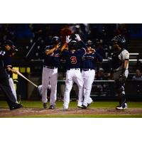 Chris Mariscal celebrates with his Tacoma Rainiers teammates