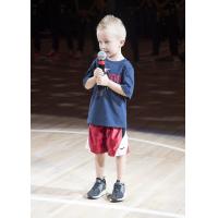 4-year-old Jake Schuman sings the National Anthem at an Indiana Fever Game