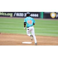 D'Arby Myers of the Long Island Ducks circles the bases