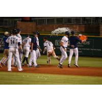 Pensacola Blue Wahoos try to give Ben Rortvedt a Gatorade shower