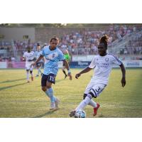 Forward Madison FC comes in to defend against Orlando City B
