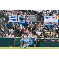 Chicago Red Stars celebrate a goal against Reign FC