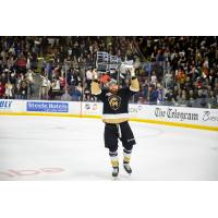 Todd Skirving of the Newfoundland Growlers skates with the Kelly Cup