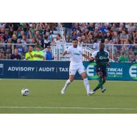 Brandon Allen of Memphis 901 FC eyes the ball against Saint Louis FC