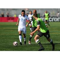 FC Edmonton with possession against York 9 FC