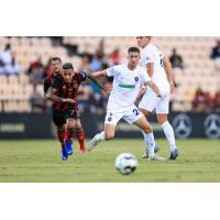 Josh Morton of Memphis 901 FC (right) vs. Atlanta United 2