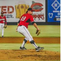 Scott Sunitsch pitching for the Carolina Mudcats