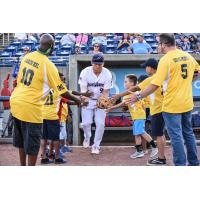 Taylor Grzelakowski enters the field for the Pensacola Blue Wahoos