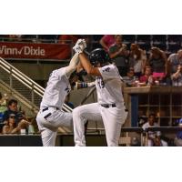 Pensacola Blue Wahoos celebrate during Playoff Game Three