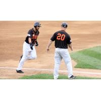 Rey Fuentes of the Long Island Ducks rounds the bases