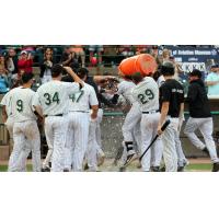 Long Island Ducks dump Gatorade on L.J. Mazzilli following his walk-off grand slam