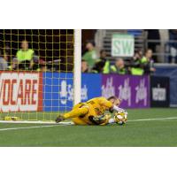 Seattle Sounders FC goalkeeper Stefan Frei makes a save
