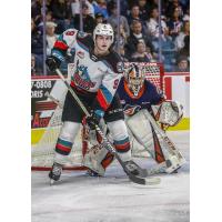 Kelowna Rockets forward Mark Liwiski vs. the Kamloops Blazers