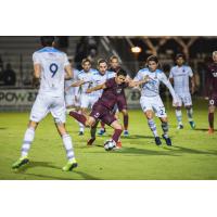 Sacramento Republic FC defender Matt Mahoney surrounded by El Paso Locomotive FC
