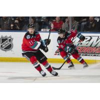Kelowna Rockets right wing Pavel Novak (left) and centre Kyle Crosbie